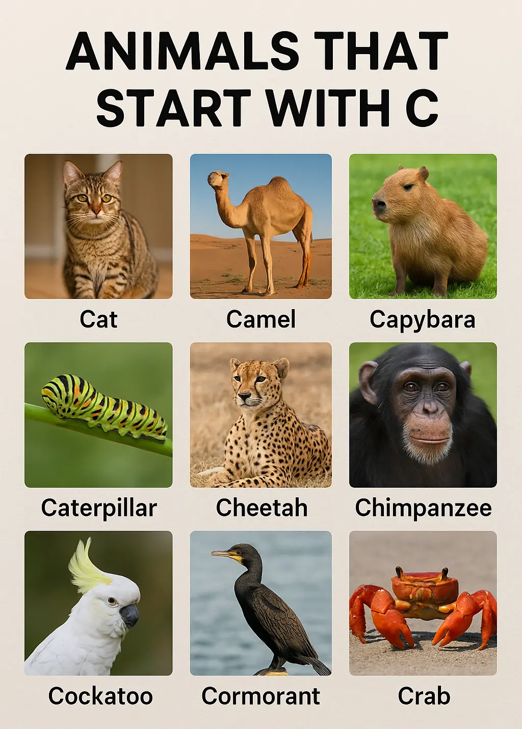 Animals that start with c