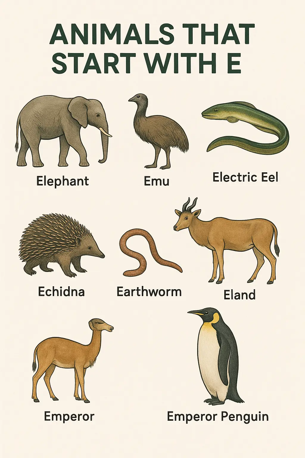 Animals that start with e