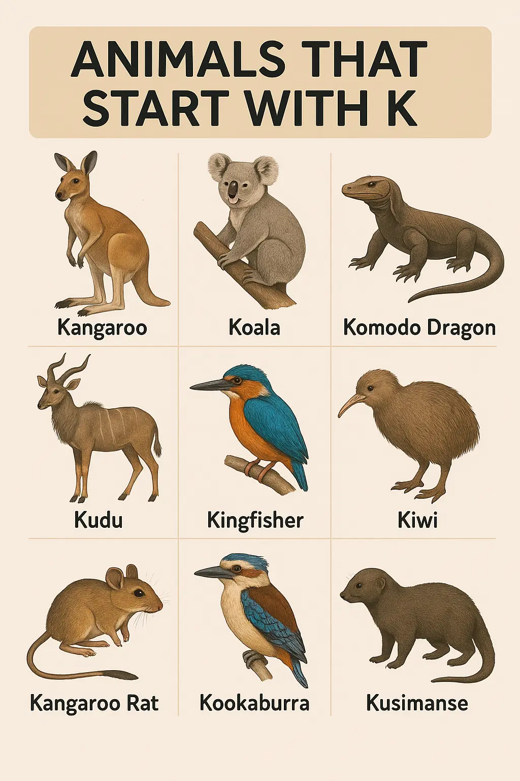 Animals that start with k