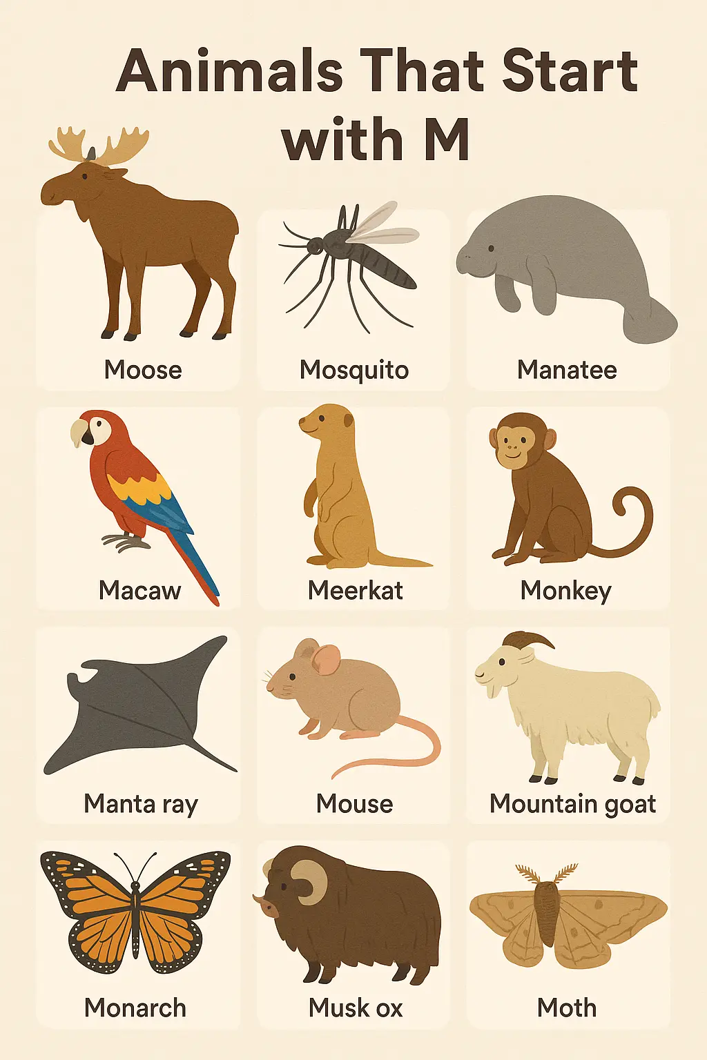 Animals that start with m