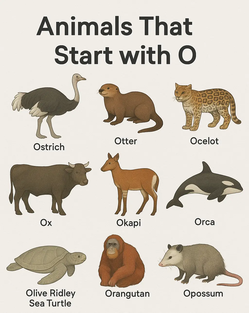 Animals that start with o